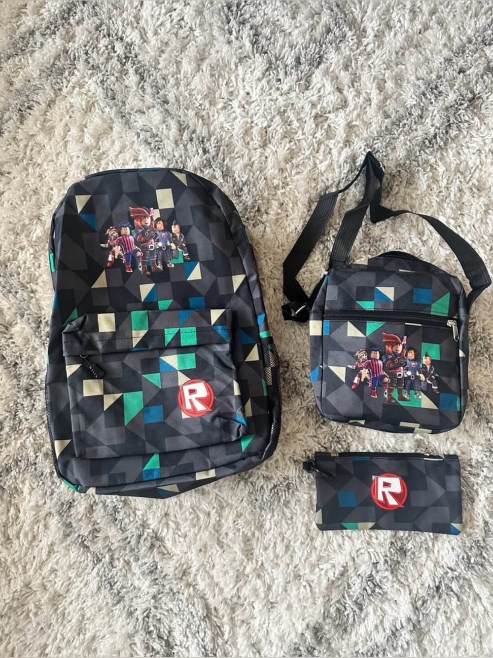 Roblox kids boys girls backpack pencil bag  crossbody bag 3 pcs set